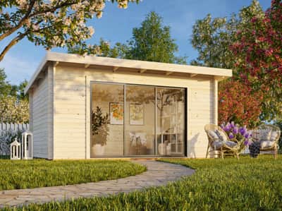 Log Cabin Garden House Lea Slide Plus 4.5m x 3.3m — Cabins & Studios