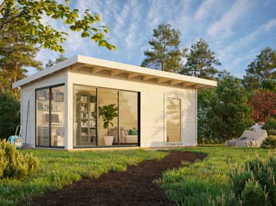 Log Cabin Garden House Andrea Slide Plus 6.0m x 3m — Cabins & Studios